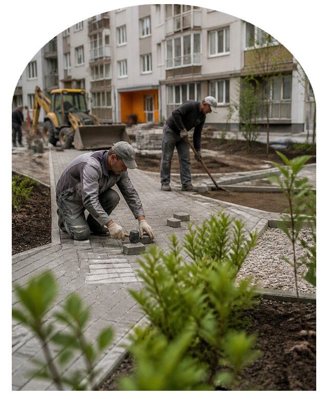 Благоустройство двора многоквартирного дома в Касимах